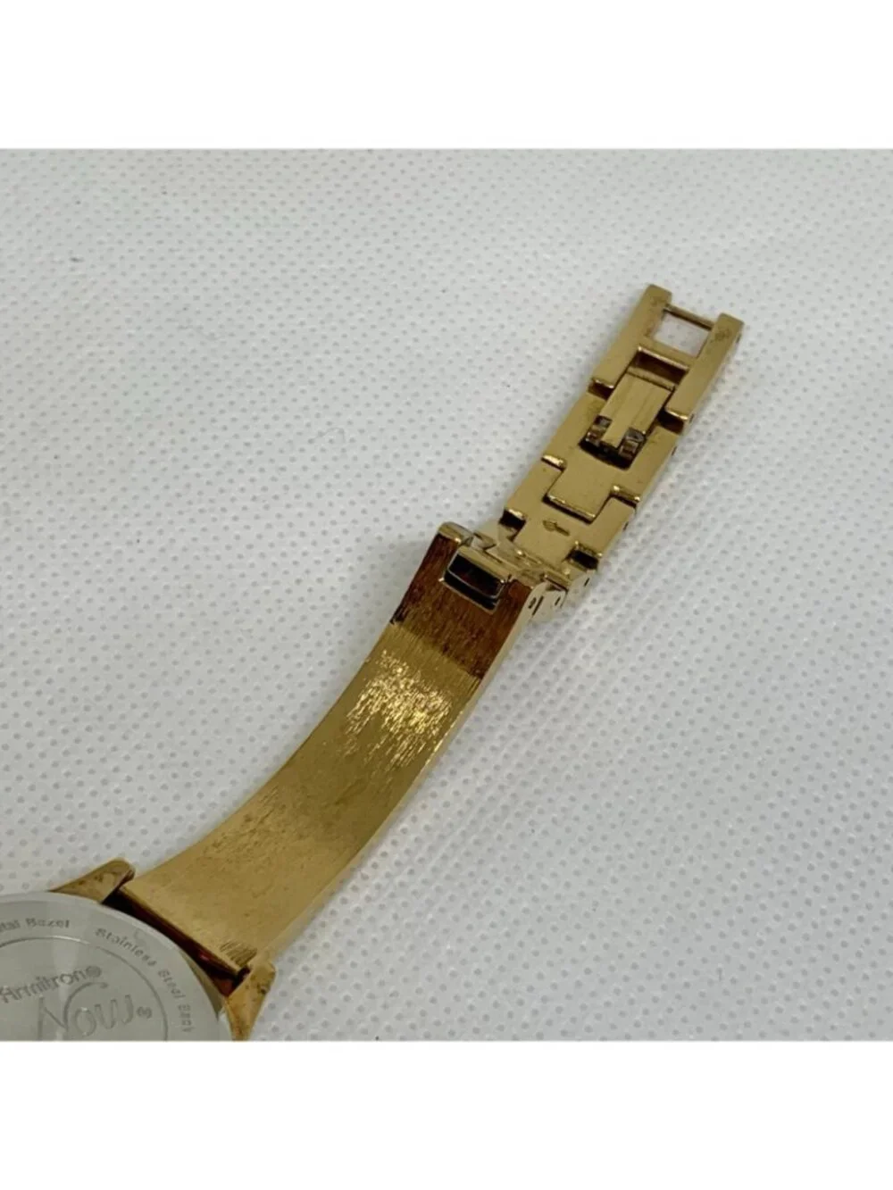 Armitron women’s dress watch gold white tone 26mm quartz Japan up to 8” running